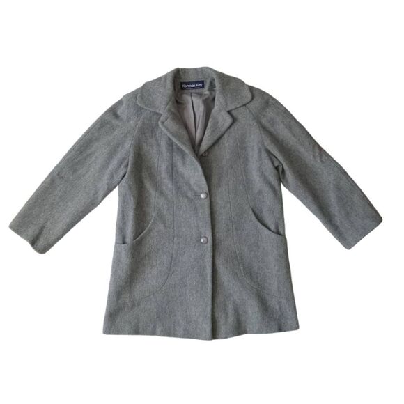 Herman Kay Vintage Gray Wool Blend Classic Button Front Peacoat Women's Size 10 - Picture 2 of 12